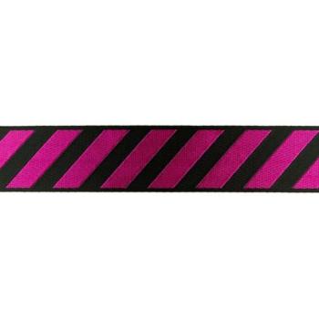 Gurtband 4 cm breit mit Streifen Schwarz/Fuchsie glänzend